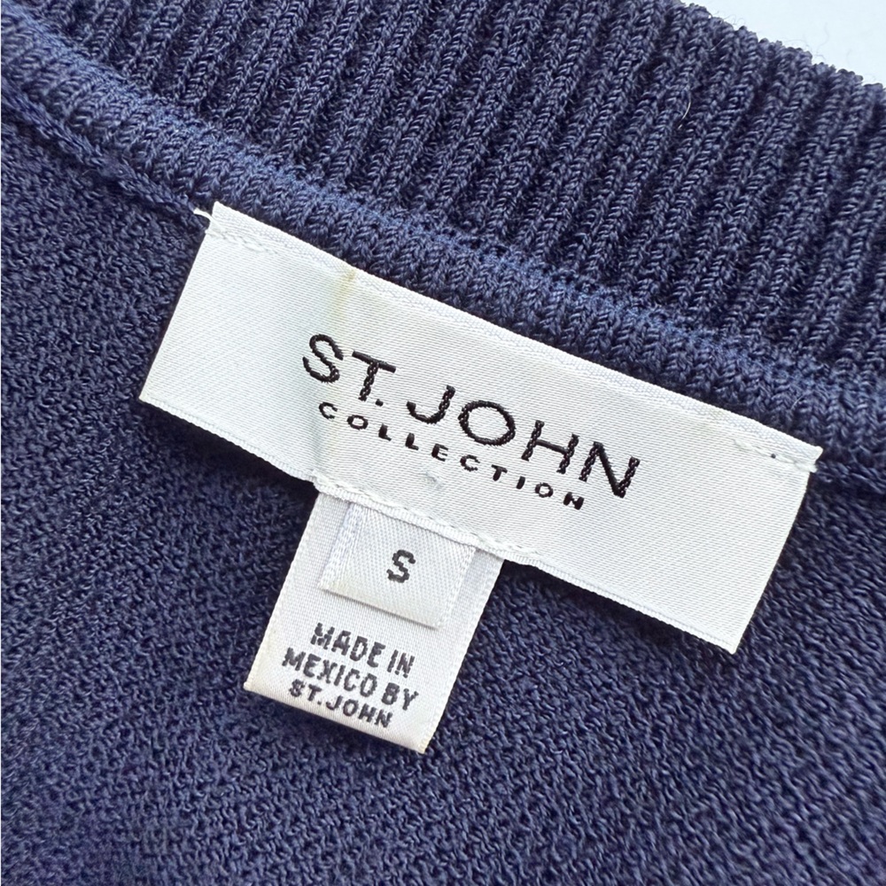 St. John Collection Navy Sleeveless Sweater Tank Shell Silk Red White Floral S - Picture 6 of 15